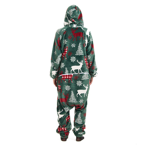 Snuggs Blanket Onesie Green Christmas Deer